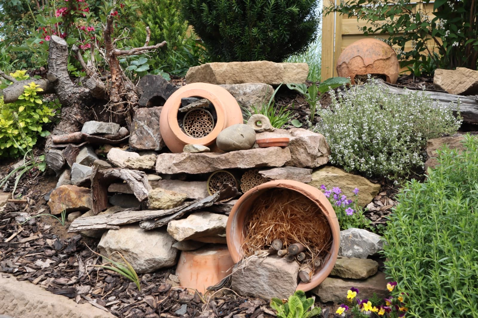 Totholzstapel und Steinhaufen